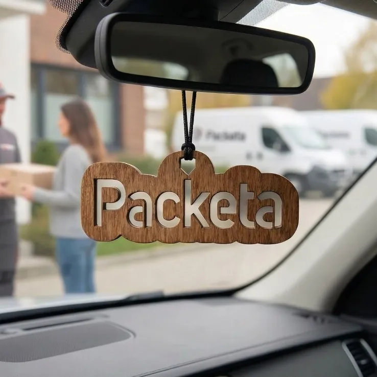 Dřevěná vůně se značkou Packeta – příklad realizace